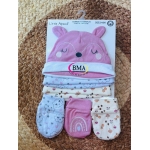 Lot de 3 bonnets et 3 moufles bébé – Image 2